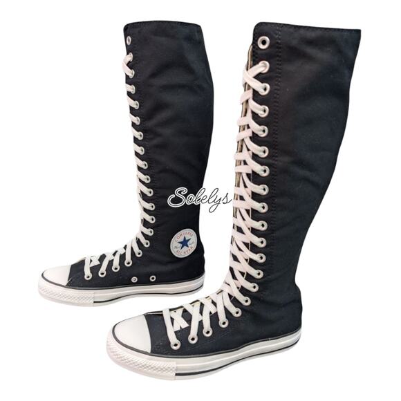 Converse 2012 OG XXHI Knee High Black Canvas Sneaker Boot Bundle 7.5 RARE NEW - Picture 5 of 12